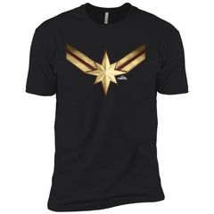 Captain Marvel Gleaming Chest Logo Men Short Sleeve T-Shirt Men Short Sleeve T-Shirt - parenttees