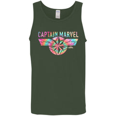 Captain Marvel Logo Banner Tie Dye Colors Men Cotton Tank Men Cotton Tank - parenttees