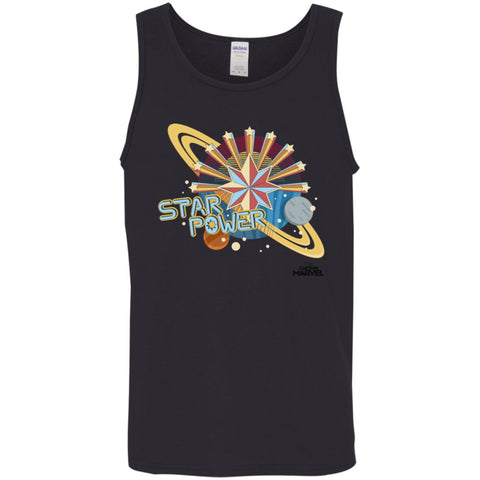 Captain Marvel Star Power Retro Style Men Cotton Tank Black / X-Small Men Cotton Tank - parenttees