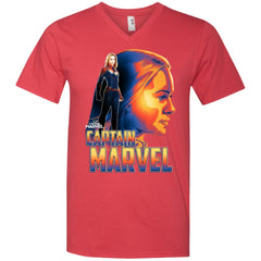 Captain Marvel Bold Sunset Portrait Men V-Neck T-Shirt Men V-Neck T-Shirt - parenttees