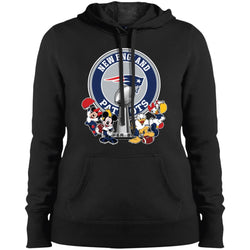 New England Patriots Super Bowl 2019 Mickey Minnie Mouse Donald Daisy Duck Football Nfl Women Hooded Sweatshirt