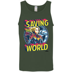 Captain Marvel Saving The World Portrait Men Cotton Tank