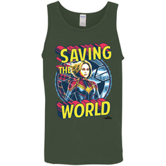 Captain Marvel Saving The World Portrait Men Cotton Tank Men Cotton Tank - parenttees