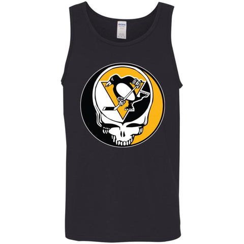 Pittsburgh Penguins Grateful Dead Steal Your Face Hockey Nhl Shirts Men Cotton Tank Black / X-Small Men Cotton Tank - parenttees