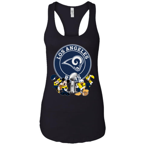 Nfl – Los Angeles Rams Super Bowl 2019 Mickey Mouse Minnie Mouse Donald Duck Daisy Duck Football Women Tank Top Black / X-Small Women Tank Top - parenttees