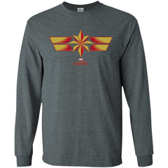 Marvel Captain Marvel Retro Red Yellow Logo Men Long Sleeve Shirt Men Long Sleeve Shirt - parenttees