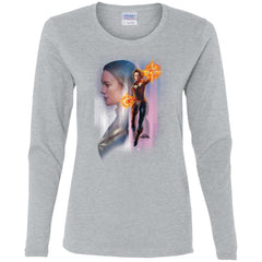 Captain Marvel Flying Space Portrait Women Long Sleeve Shirt Women Long Sleeve Shirt - parenttees