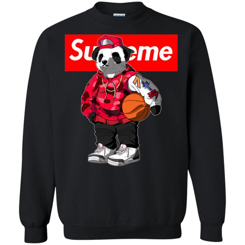 Supreme Bear Basketball T-shirt Crewneck Pullover Sweatshirt Black / S Crewneck Pullover Sweatshirt - parenttees