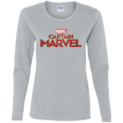 Marvel Captain Marvel Movie Logo Red Women Long Sleeve Shirt Women Long Sleeve Shirt - parenttees