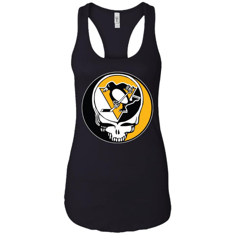 Pittsburgh Penguins Grateful Dead Steal Your Face Hockey Nhl Shirts Women Tank Top Black / X-Small Women Tank Top - parenttees