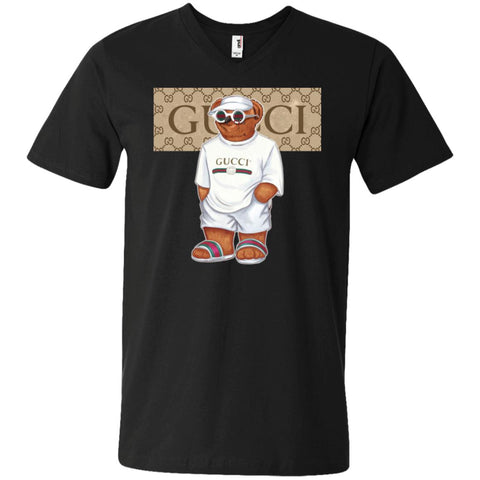 Best Life Gucci Bear T-shirt Men V-Neck T-Shirt Black / S Men V-Neck T-Shirt - parenttees