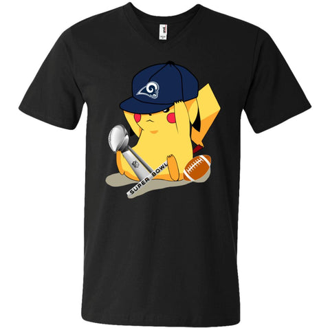 Nfl – Los Angeles Rams Pikachu Super Bowl 2019 Football Men V-Neck T-Shirt Black / S Men V-Neck T-Shirt - parenttees