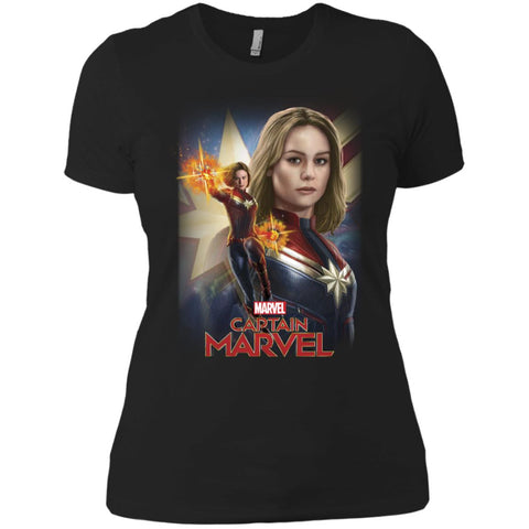 Marvel Captain Marvel Powers Portrait Women Cotton T-Shirt Black / X-Small Women Cotton T-Shirt - parenttees