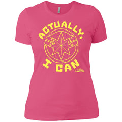 Captain Marvel Actually I Can Yellow Logo Women Cotton T-Shirt Women Cotton T-Shirt - parenttees