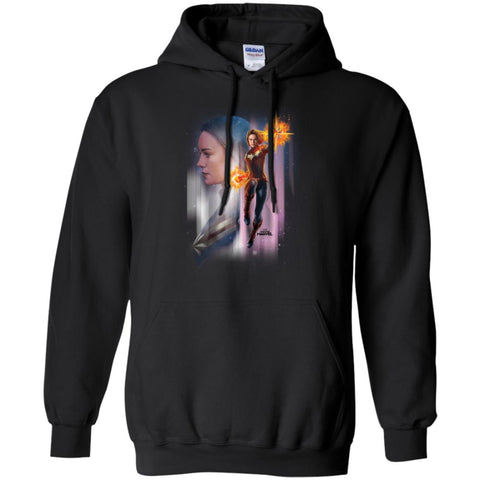 Captain Marvel Flying Space Portrait Pullover Hoodie Sweatshirt Black / S Pullover Hoodie Sweatshirt - parenttees