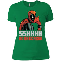 Marvel Deadpool Shhh No One Cares Whisper Women Cotton T-Shirt Women Cotton T-Shirt - parenttees