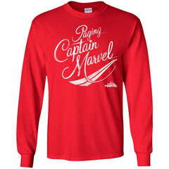 Captain Marvel Paging Distressed Cursive Men Long Sleeve Shirt Men Long Sleeve Shirt - parenttees