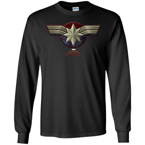 Marvel Captain Marvel Movie Chest Symbol Men Long Sleeve Shirt Black / S Men Long Sleeve Shirt - parenttees