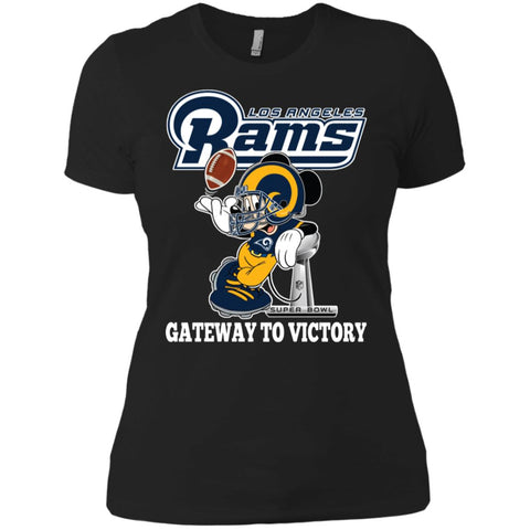 Los Angeles Rams Gateway To Victory Super Bowl 2019 Mickey Mouse Football Nfl Women Cotton T-Shirt Black / X-Small Women Cotton T-Shirt - parenttees