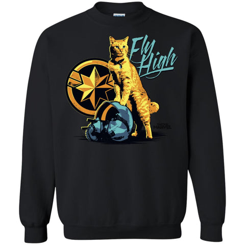 Captain Marvel Symbol Goose Fly High Crewneck Pullover Sweatshirt Black / S Crewneck Pullover Sweatshirt - parenttees