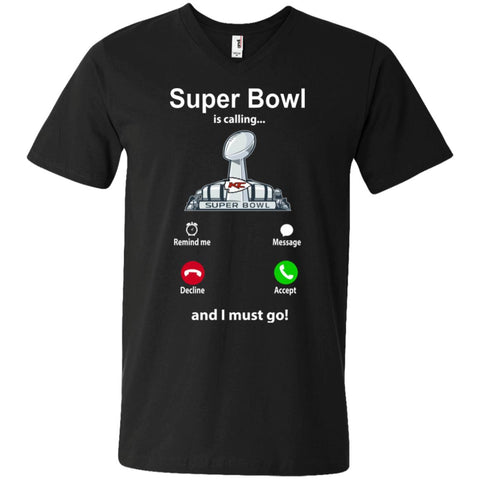 Nfl - Super Bowl Is Calling And I Must Go Kansas City Chiefs 2019 Football Men V-Neck T-Shirt Black / S Men V-Neck T-Shirt - parenttees