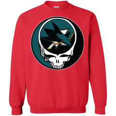 San Jose Sharks Grateful Dead Steal Your Face Hockey Nhl Shirts Crewneck Pullover Sweatshirt Crewneck Pullover Sweatshirt - parenttees