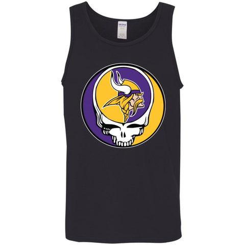 Minnesota Vikings Grateful Dead Steal Your Face Football Nfl Shirts Men Cotton Tank Black / X-Small Men Cotton Tank - parenttees