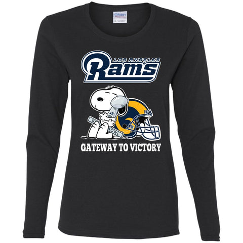 Los Angeles Rams Gateway To Victory Super Bowl 2019 Snoopy Football Nfl Women Long Sleeve Shirt Black / S Women Long Sleeve Shirt - parenttees