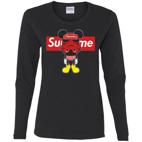 Supreme Robot Mickey Hot T-shirt Women Long Sleeve Shirt Black / S Women Long Sleeve Shirt - parenttees