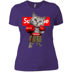 Supreme Boxing Cat Best Funny T-shirt Women Cotton T-Shirt Women Cotton T-Shirt - parenttees