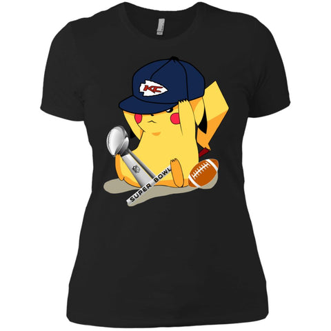 Nfl – Kansas City Chiefs Pikachu Super Bowl 2019 Football Women Cotton T-Shirt Black / X-Small Women Cotton T-Shirt - parenttees