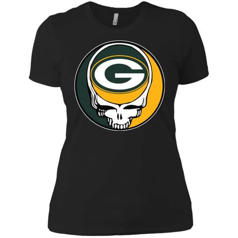 Green Bay Packer Grateful Dead Steal Your Face Football Nfl Shirts Women Cotton T-Shirt Black / X-Small Women Cotton T-Shirt - parenttees