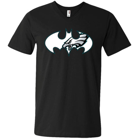 We Are The Philadelphia Eagles Batman Nfl Mashup Men V-Neck T-Shirt Black / S Men V-Neck T-Shirt - parenttees