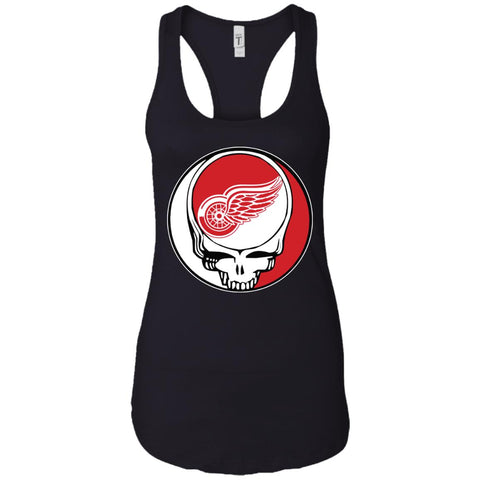 Detroit Red Wings Grateful Dead Steal Your Face Hockey Nhl Shirts Women Tank Top Black / X-Small Women Tank Top - parenttees