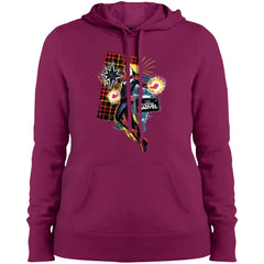 Captain Marvel Plaid Jean Patched Portrait Women Hooded Sweatshirt Women Hooded Sweatshirt - parenttees