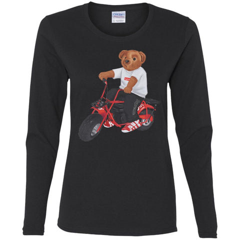 Supreme Bear Moto T-shirt Women Long Sleeve Shirt Black / S Women Long Sleeve Shirt - parenttees