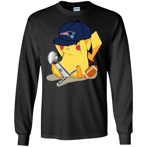 Nfl - New England Patriots Pikachu Super Bowl 2019 Football Men Long Sleeve Shirt Black / S Men Long Sleeve Shirt - parenttees