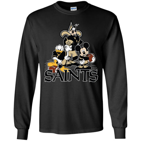 Mickey Mouse New Orleans Saints American Football Nfl Sports Shirt Men Long Sleeve Shirt Black / S Men Long Sleeve Shirt - parenttees