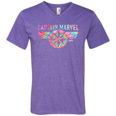 Captain Marvel Logo Banner Tie Dye Colors Men V-Neck T-Shirt Men V-Neck T-Shirt - parenttees