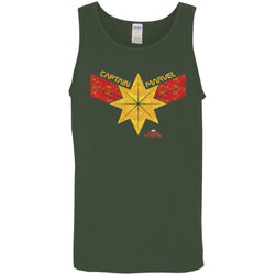 Captain Marvel Distressed Star Ribbon Logo Men Cotton Tank