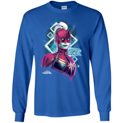 Marvel Captain Marvel Space Glow Neon Men Long Sleeve Shirt Men Long Sleeve Shirt - parenttees