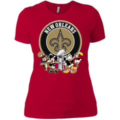 Nfl – New Orleans Saints Super Bowl 2019 Mickey Mouse Minnie Mouse Donald Duck Daisy Duck Football Women Cotton T-Shirt Women Cotton T-Shirt - parenttees