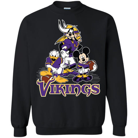 Mickey Mouse Minnesota Vikings American Football Nfl Sports Shirt Crewneck Pullover Sweatshirt Black / S Crewneck Pullover Sweatshirt - parenttees