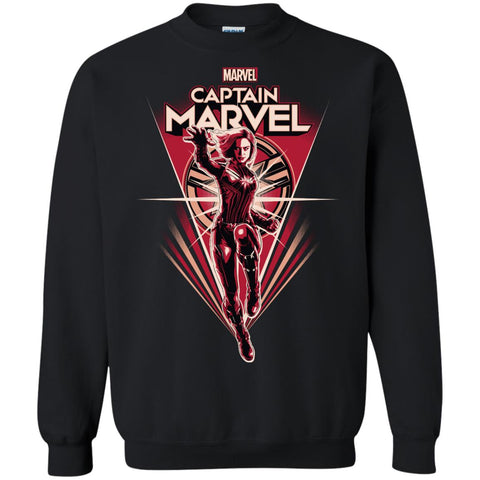 Marvel Captain Marvel Retro Style Flight Crewneck Pullover Sweatshirt Black / S Crewneck Pullover Sweatshirt - parenttees