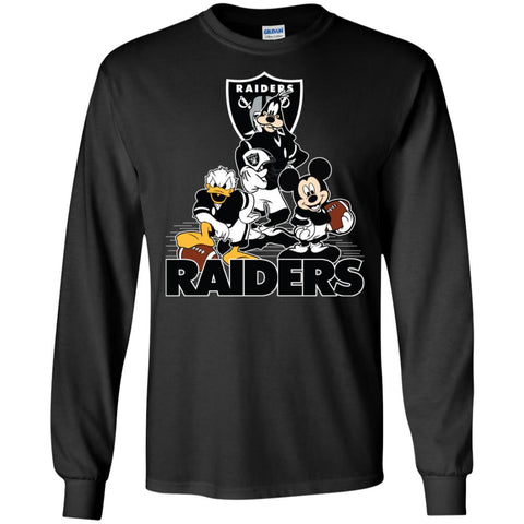 Mickey Mouse Oakland Raiders American Football Nfl Sports Shirt Men Long Sleeve Shirt Black / S Men Long Sleeve Shirt - parenttees