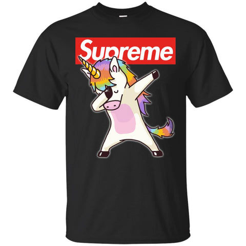 Supreme Unicorn T-shirt Dance Dabbing Unicorn Men Cotton T-Shirt Black / S Men Cotton T-Shirt - parenttees