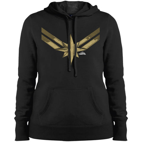 Captain Marvel Simple Gold Shadowed Logo Women Hooded Sweatshirt Black / X-Small Women Hooded Sweatshirt - parenttees