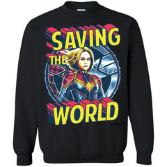 Captain Marvel Saving The World Portrait Crewneck Pullover Sweatshirt Crewneck Pullover Sweatshirt - parenttees