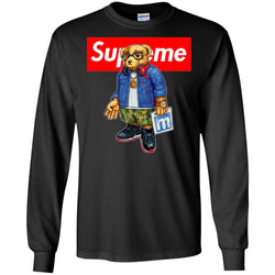 Supreme Bear Style Music T-shirt Men Long Sleeve Shirt