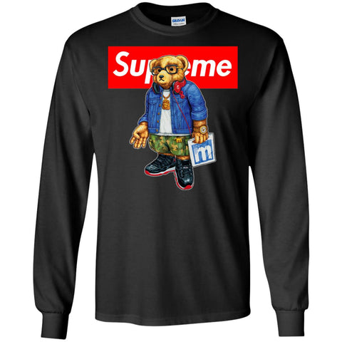 Supreme Bear Style Music T-shirt Men Long Sleeve Shirt Black / S Men Long Sleeve Shirt - parenttees